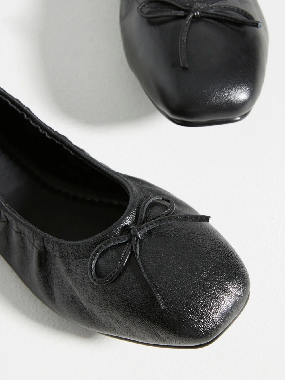 Seychelles Black Leather Ballet Flats with Bow